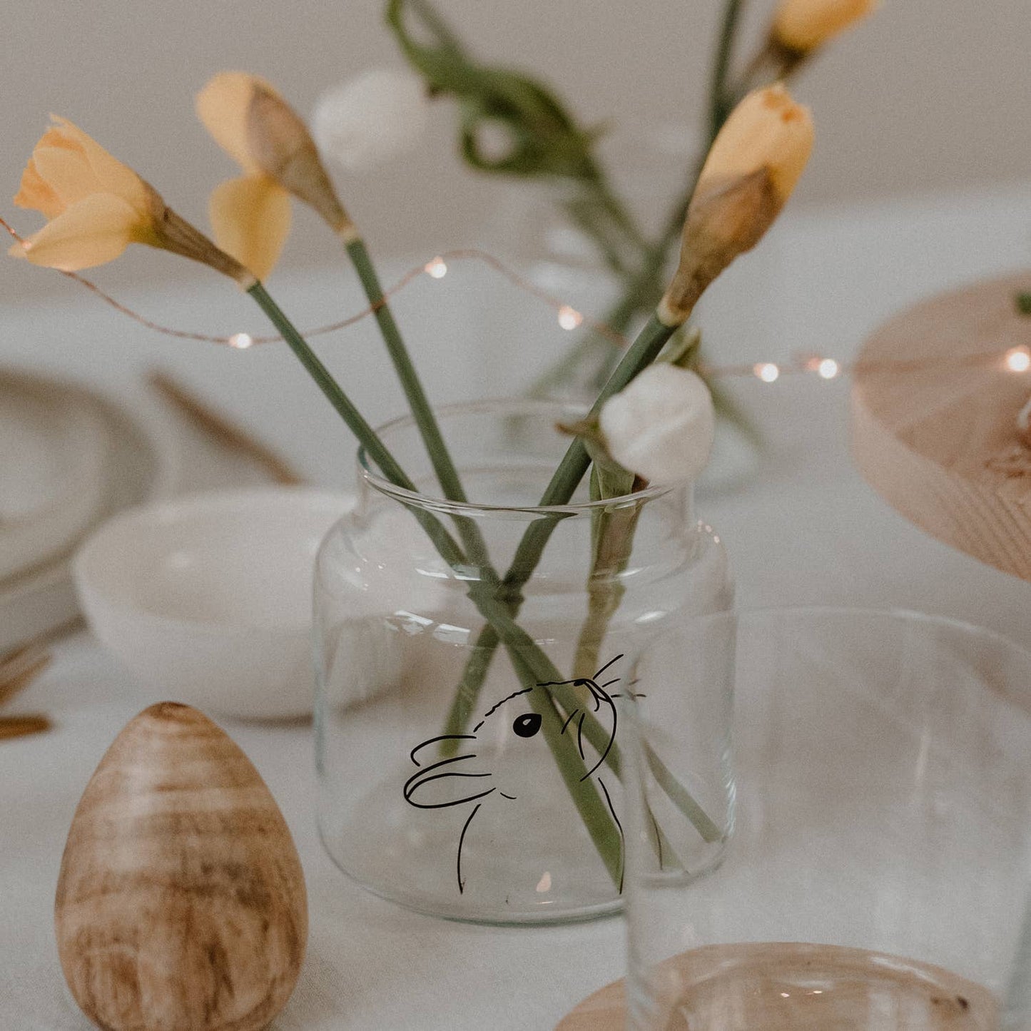 Eulenschnitt Vase aus Glas - Hase