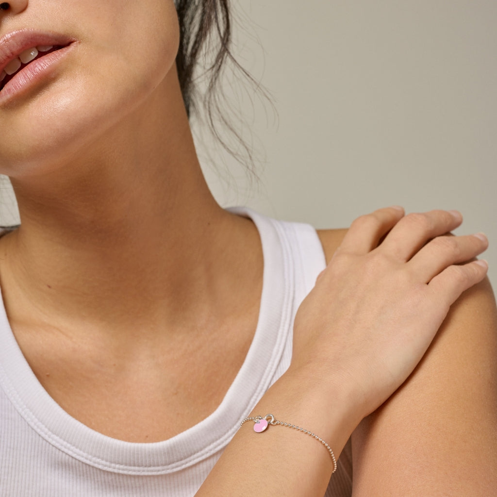 Enamel Armband Ball Chain - Silber