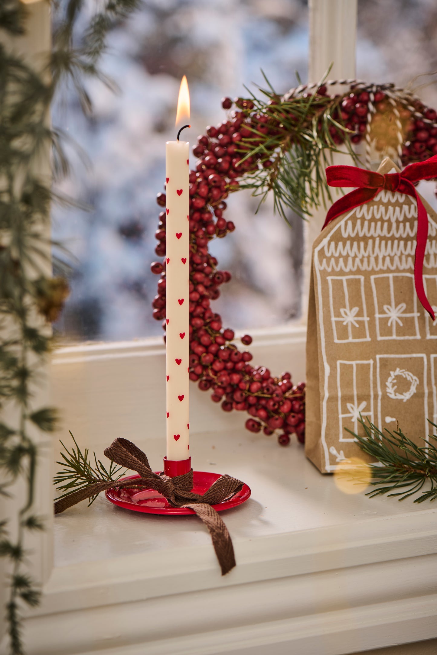 Ib Laursen Kerze mit Herzen Ø1,3cm