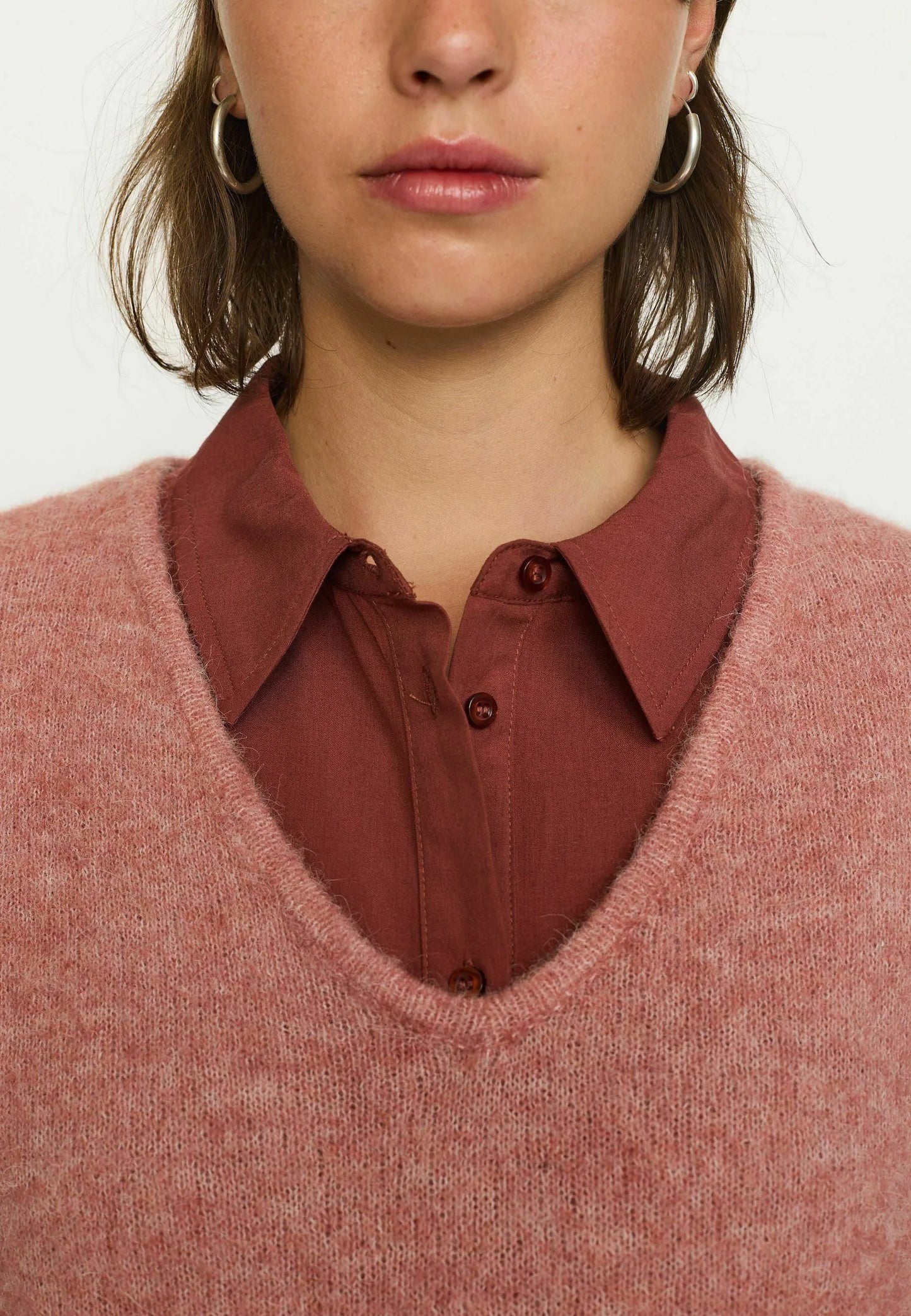 Soft Rebels Allison V Pullover - Rose Dawn Melange