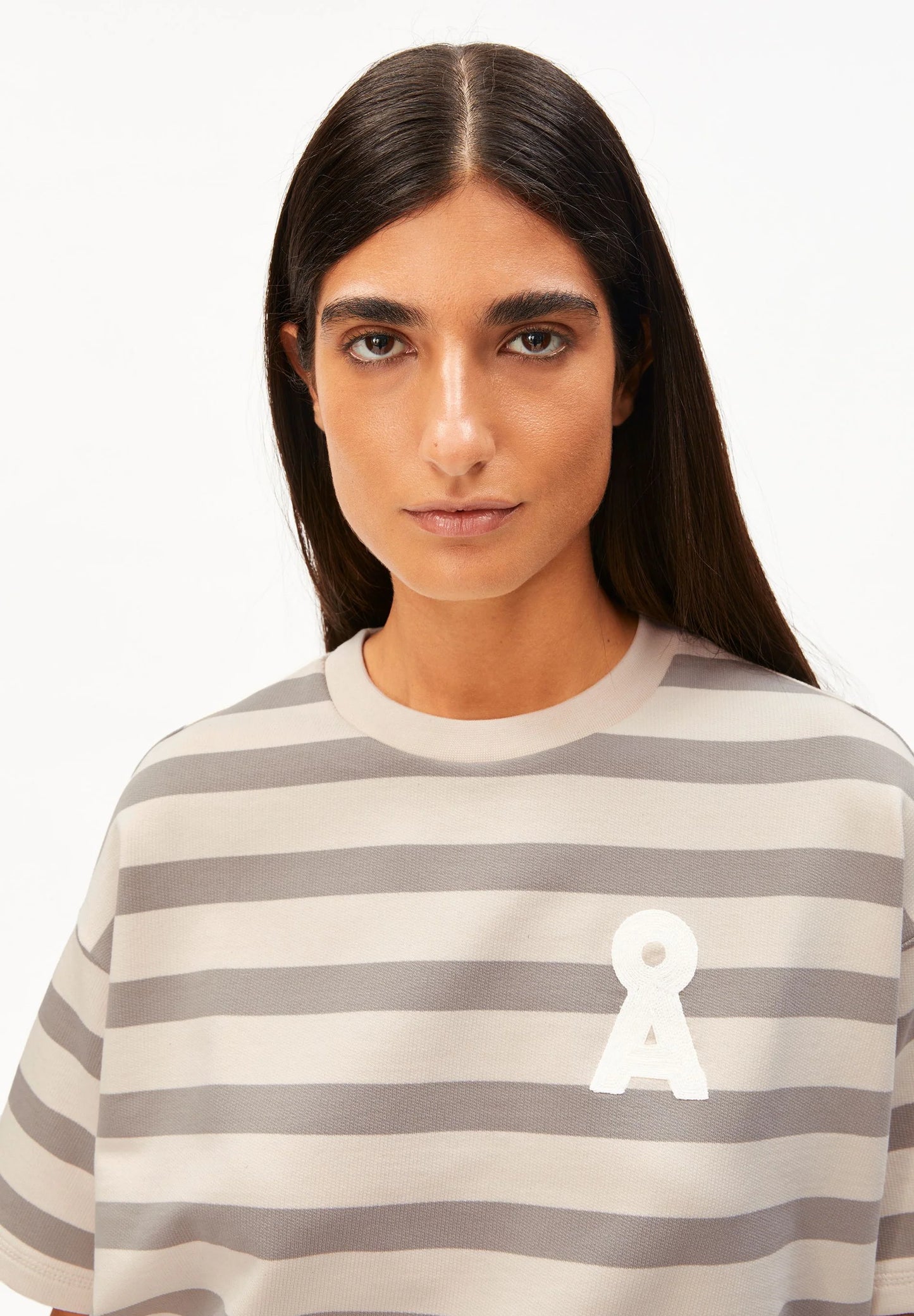 Armedangels Bamikaa Stripe Sweat - Undyed Seal Grey