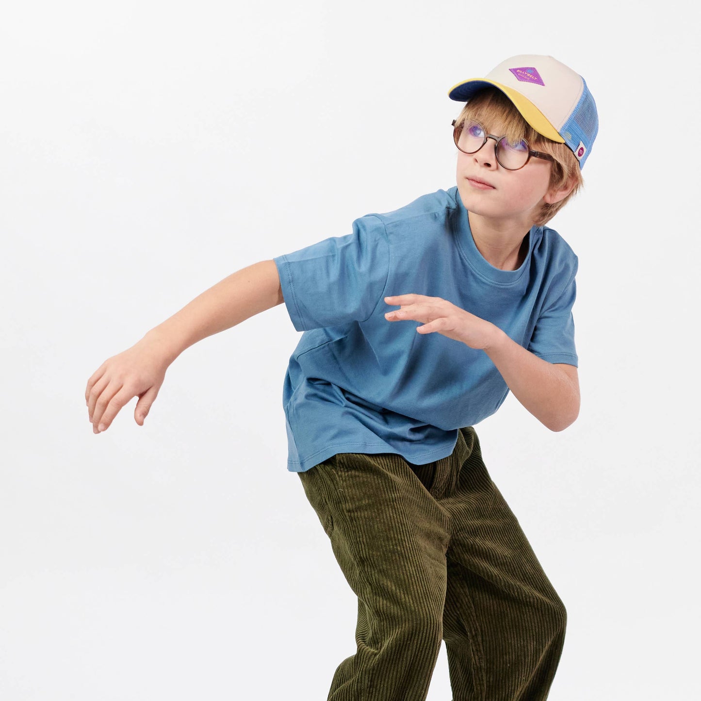 Kinder-Trucker-Cap aus Baumwolle - Ecru und Blau