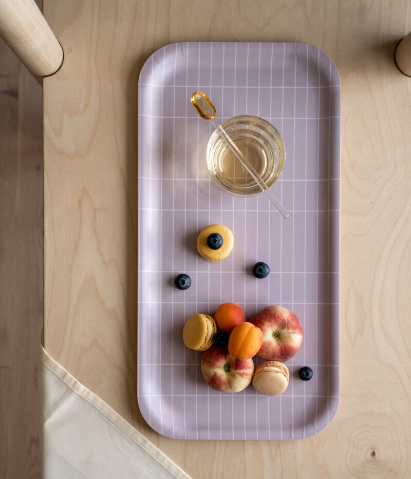 Muurla Check & Stripes Tablett Beige / Rosa