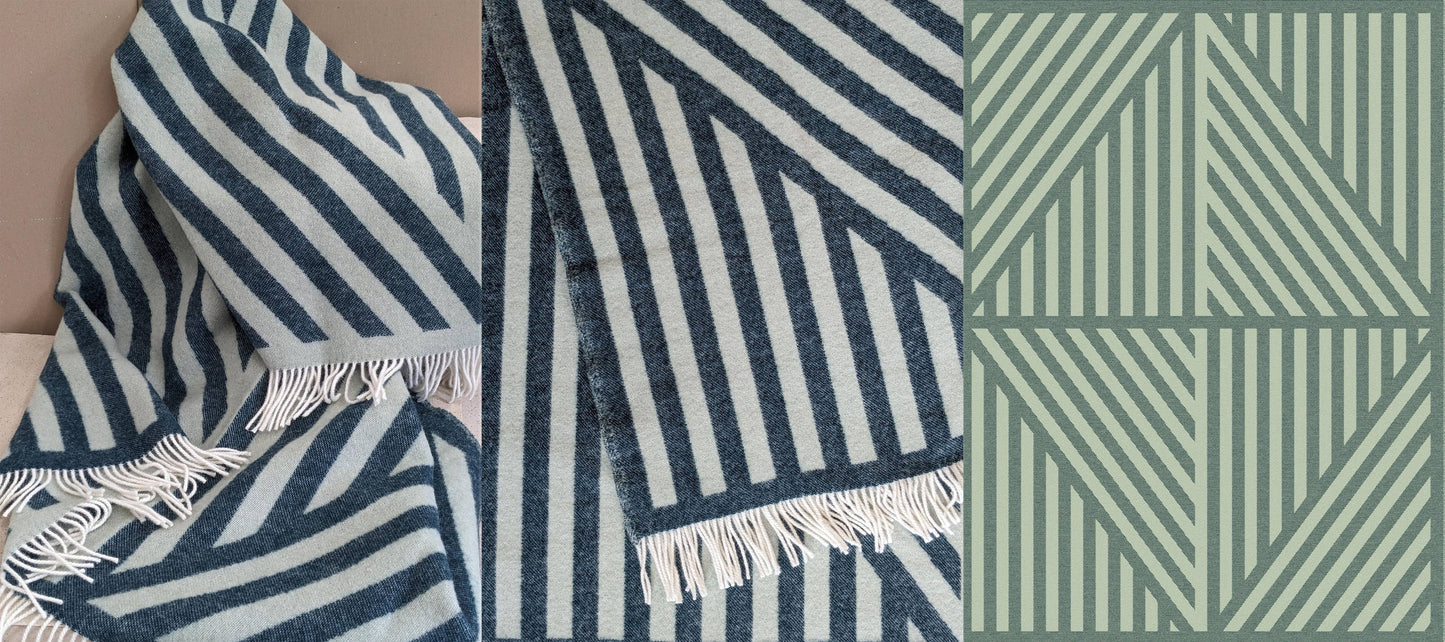 Wolldecke FRANK petrol / sage