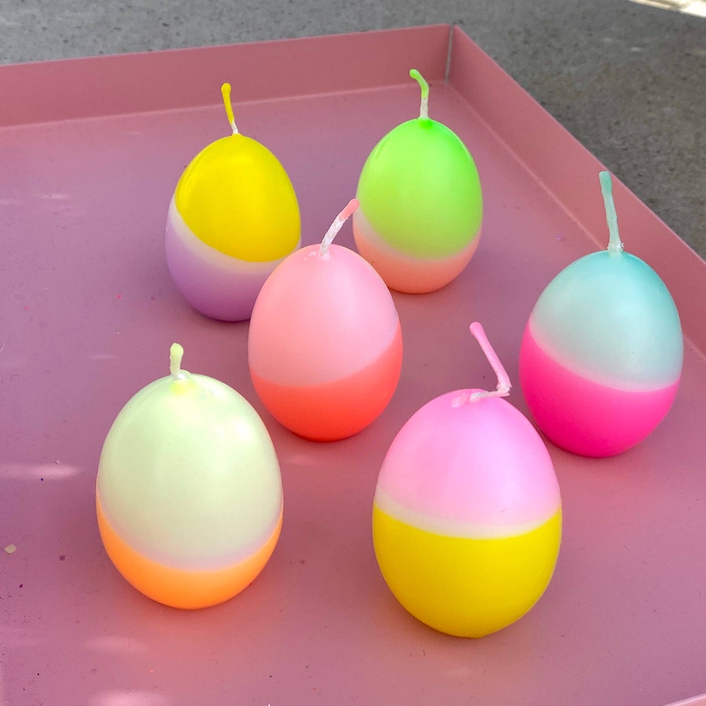 Pink Stories - Eier Kerzen Sixpack Dip Dye gelb