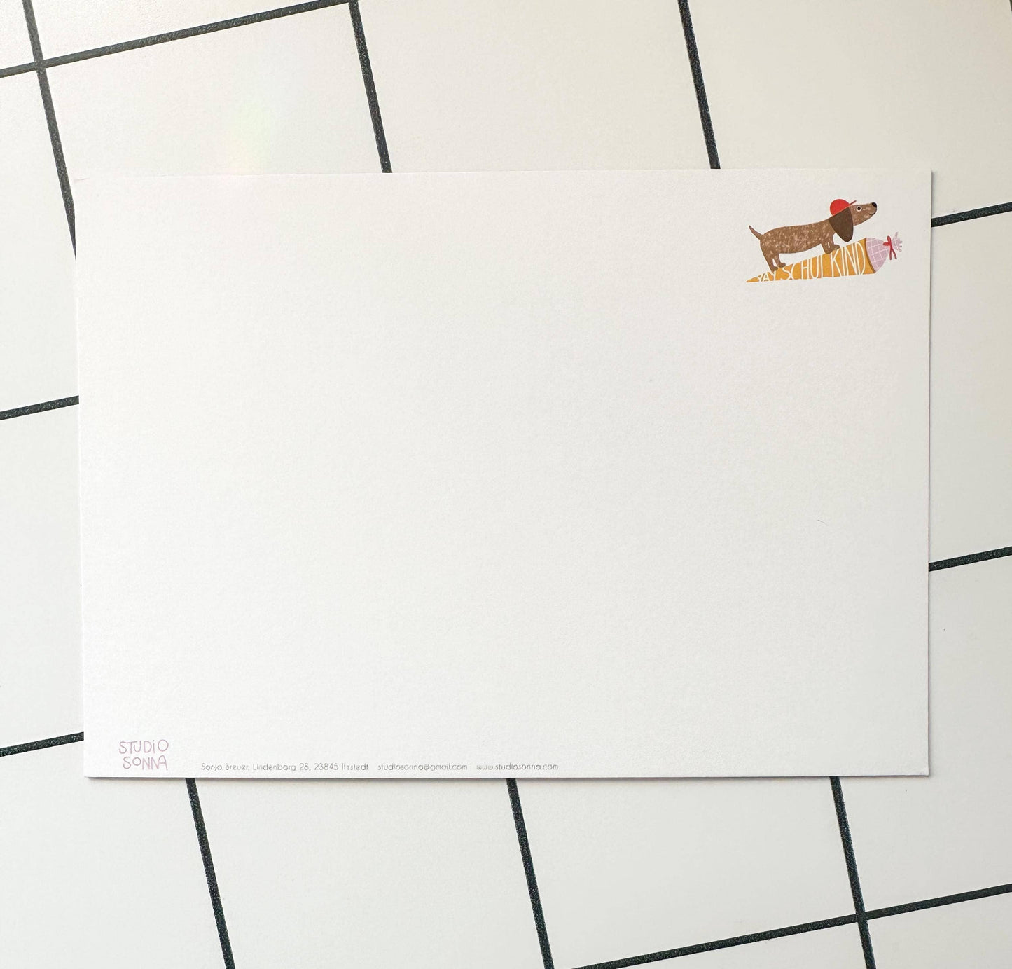 Postkarte Yay Schulkind Dackel