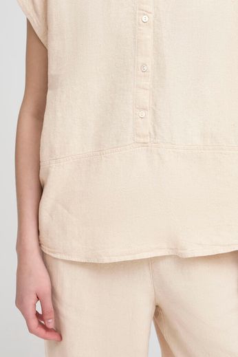 ICHI Lino blouse short sleeve