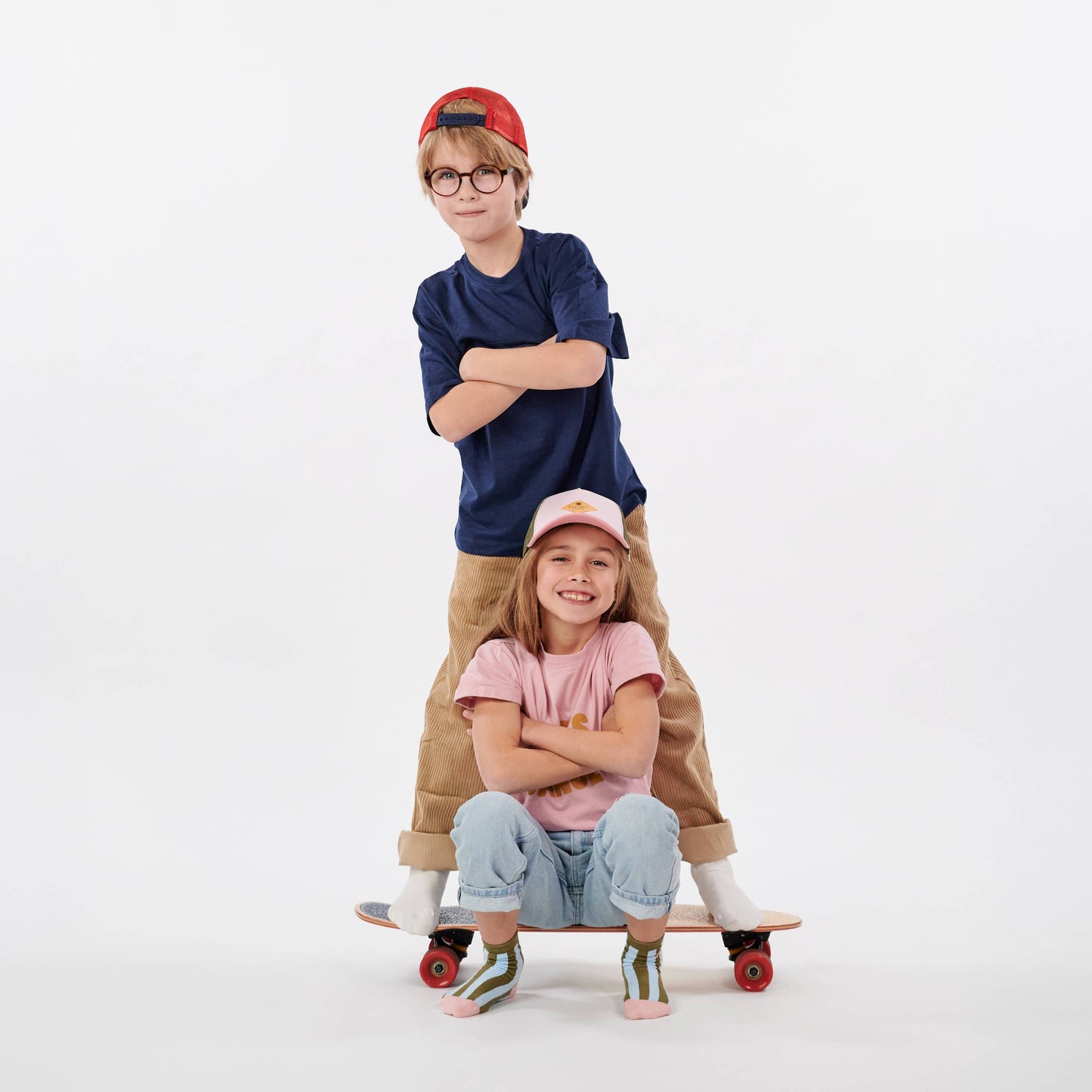 Kinder-Trucker-Cap aus Baumwolle - Rosa und Grün