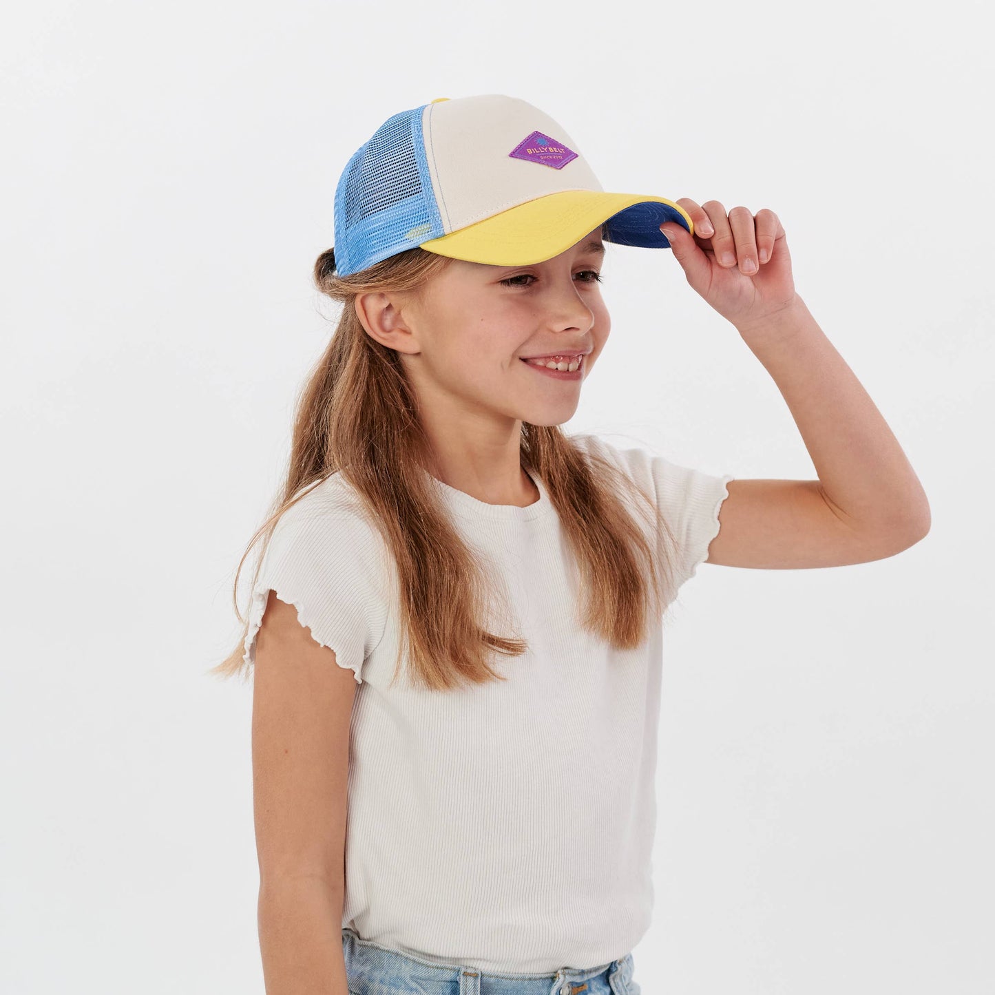 Kinder-Trucker-Cap aus Baumwolle - Ecru und Blau