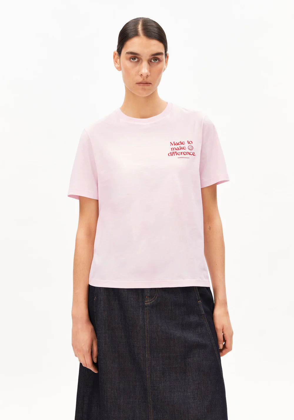 ARMEDANGELS LUALAA EMBRO TSHIRT - PINK MIST
