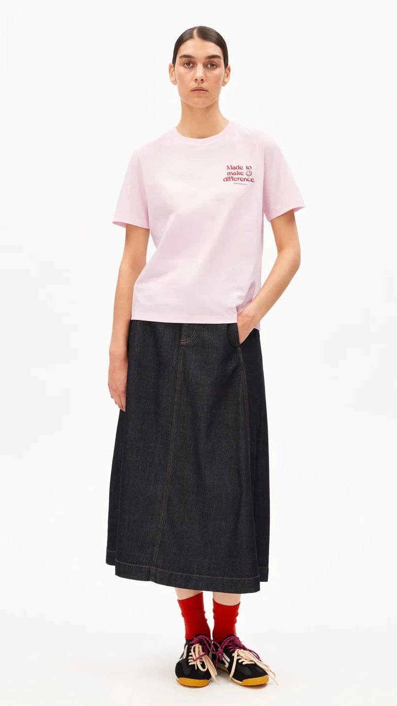 ARMEDANGELS LUALAA EMBRO TSHIRT - PINK MIST