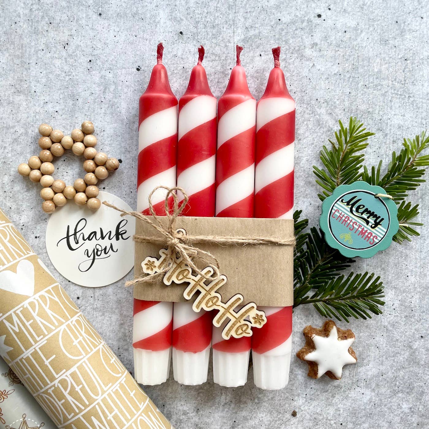 Dip Dye Kerzen Swirl - Zuckerstange Weihnachten rot