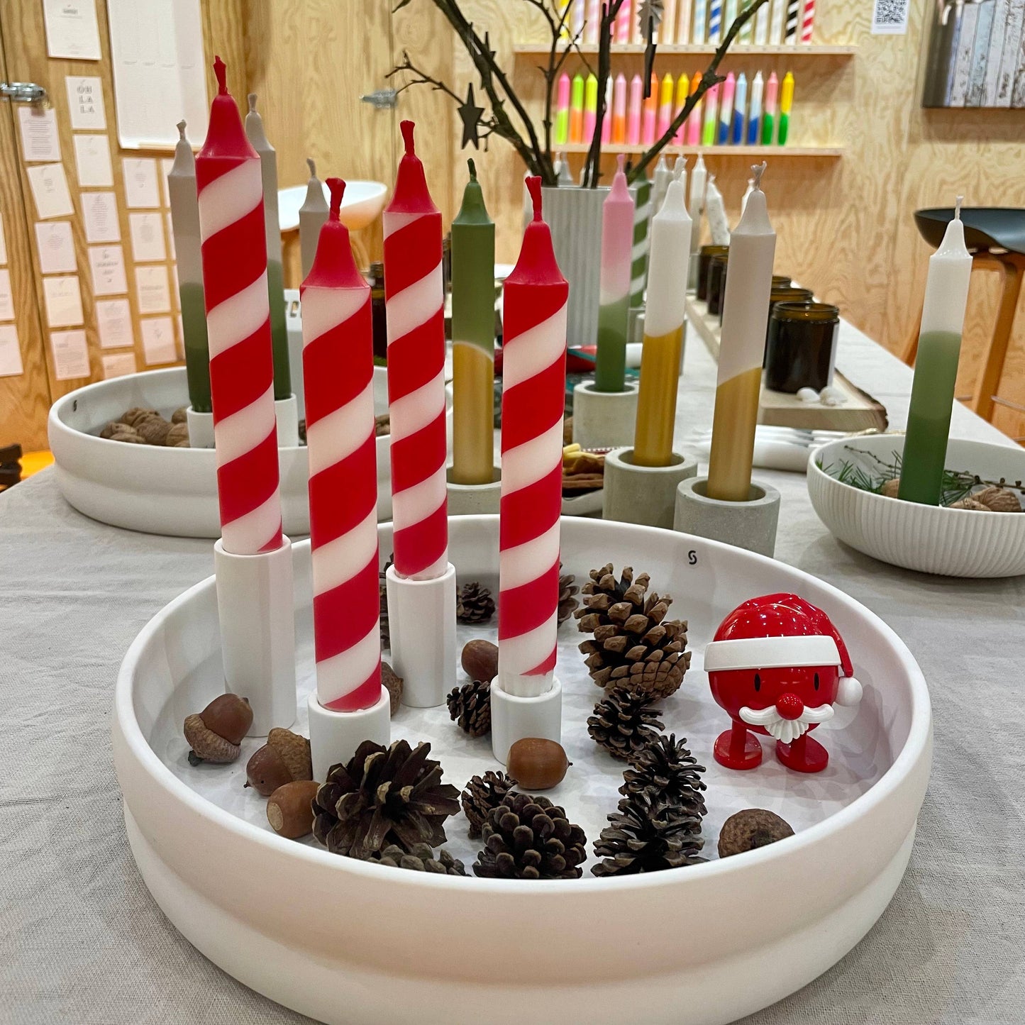 Dip Dye Kerzen Swirl - Zuckerstange Weihnachten rot