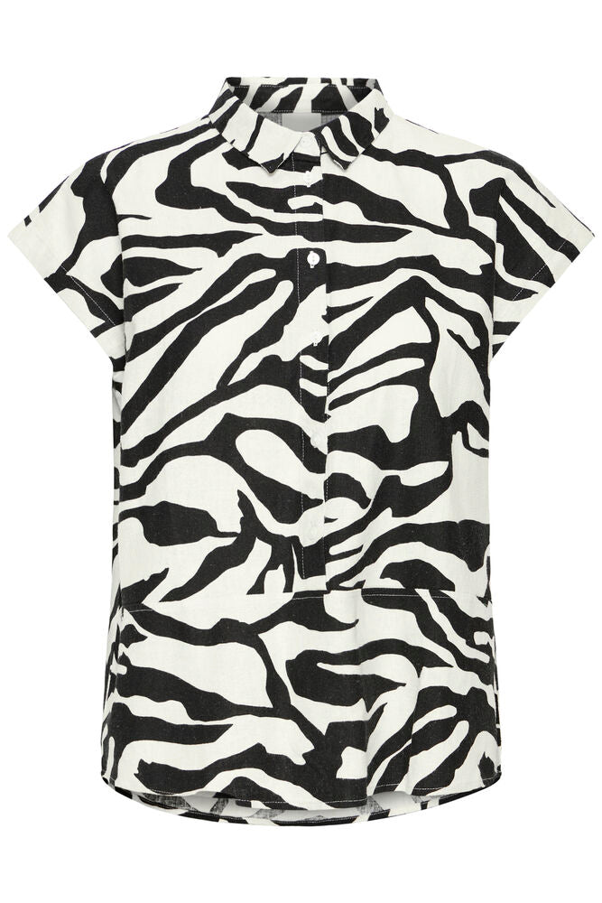 ICHI Lino blouse short sleeve