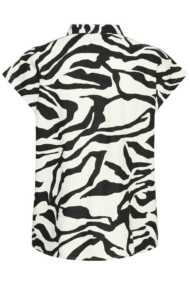 ICHI Lino blouse short sleeve