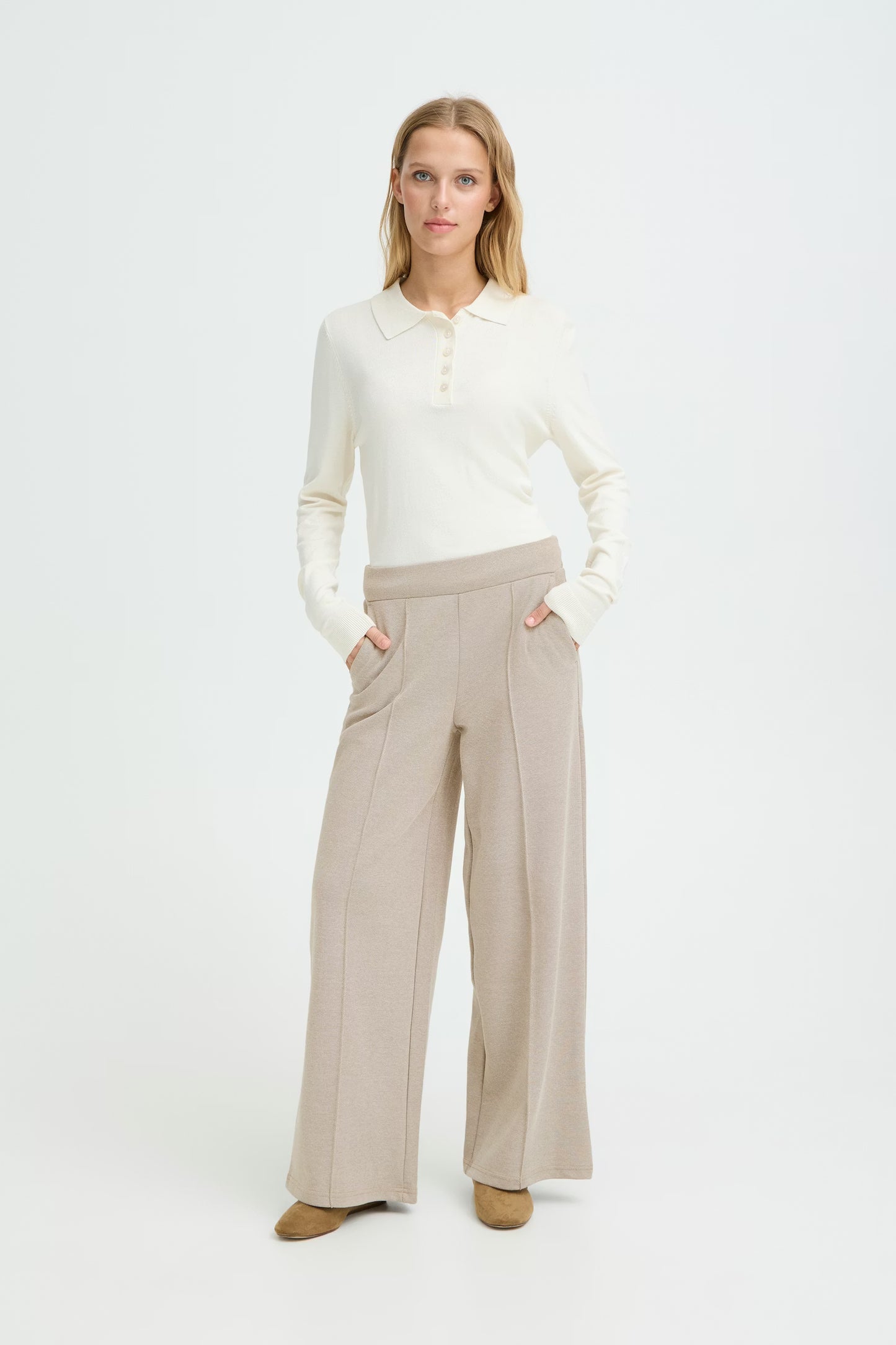 ICHI Hose Kate Pique weit -  Sepia Tint