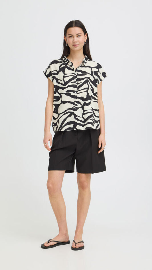 ICHI Linno Bluse kurzarm - Animal