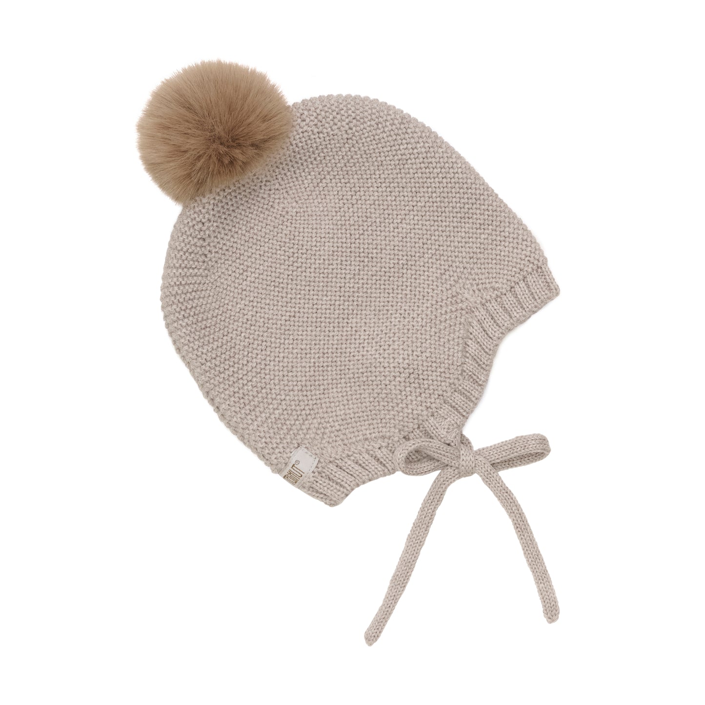 Huttelihut Mütze Bonnet mit Bommel - Camel Melange