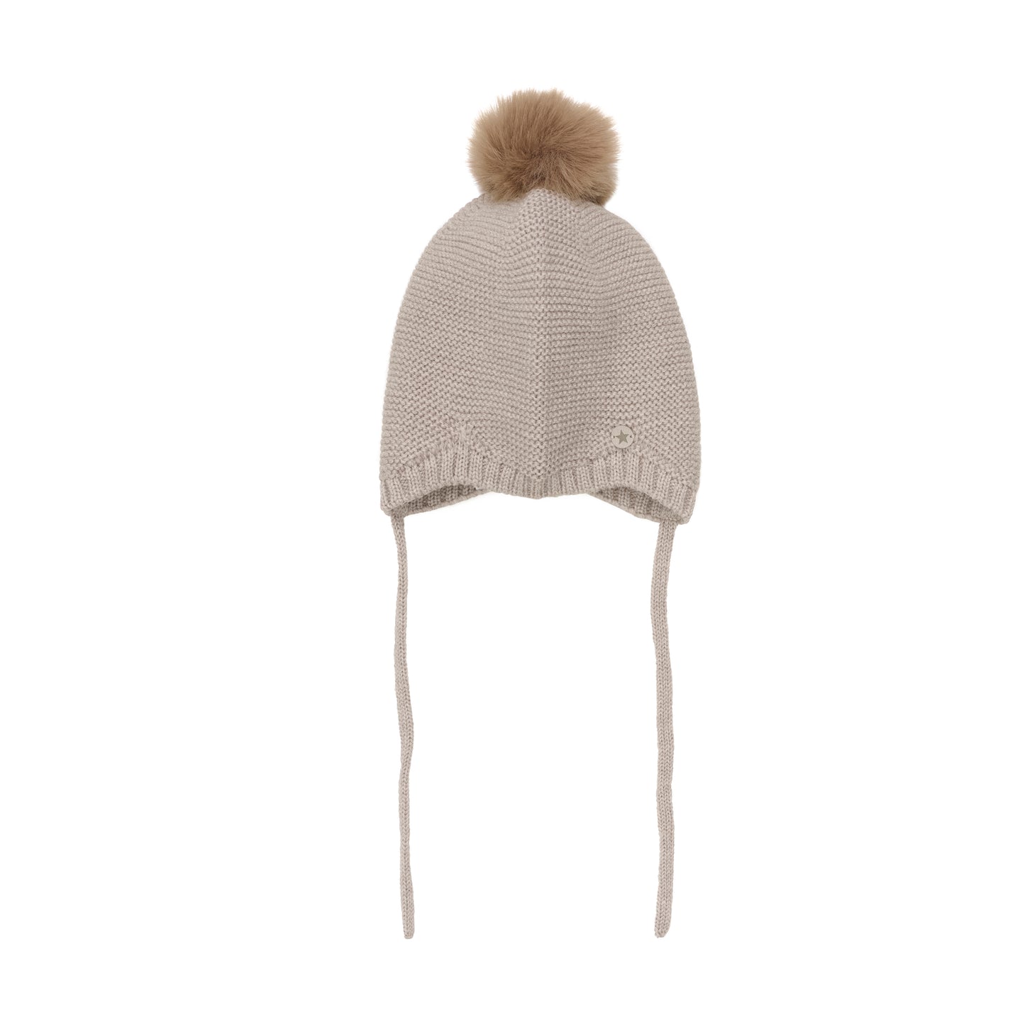 Huttelihut Mütze Bonnet mit Bommel - Camel Melange