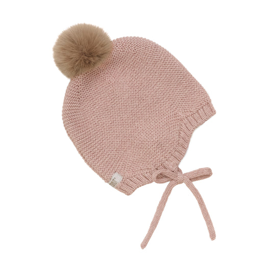 Huttelihut Mütze Bonnet mit Bommel - Mahogany Rose