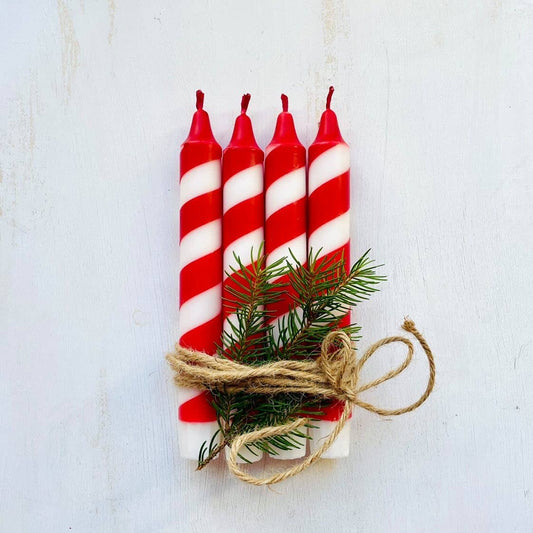 Dip Dye Kerzen Swirl - Zuckerstange Weihnachten rot