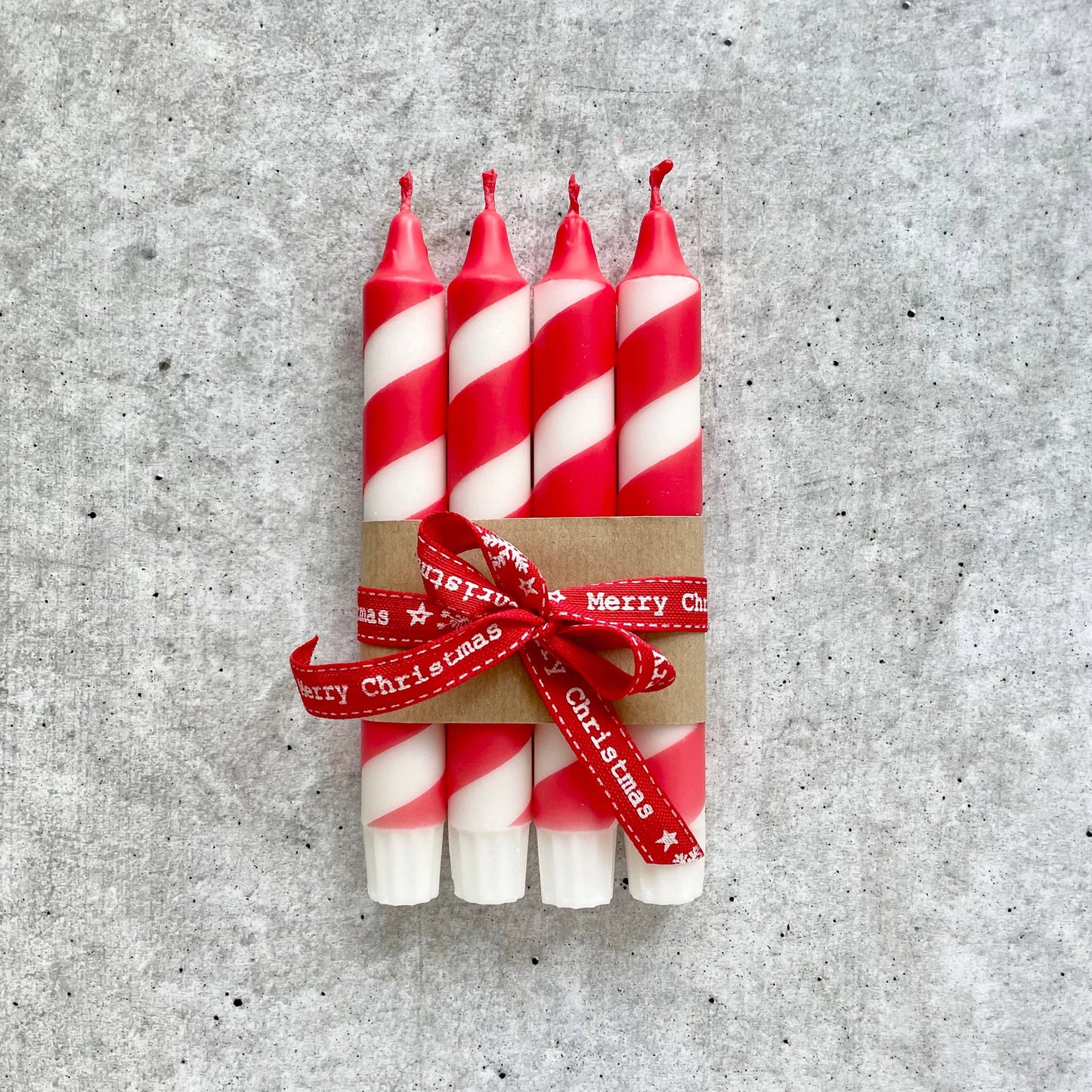 Dip Dye Kerzen Swirl - Zuckerstange Weihnachten rot