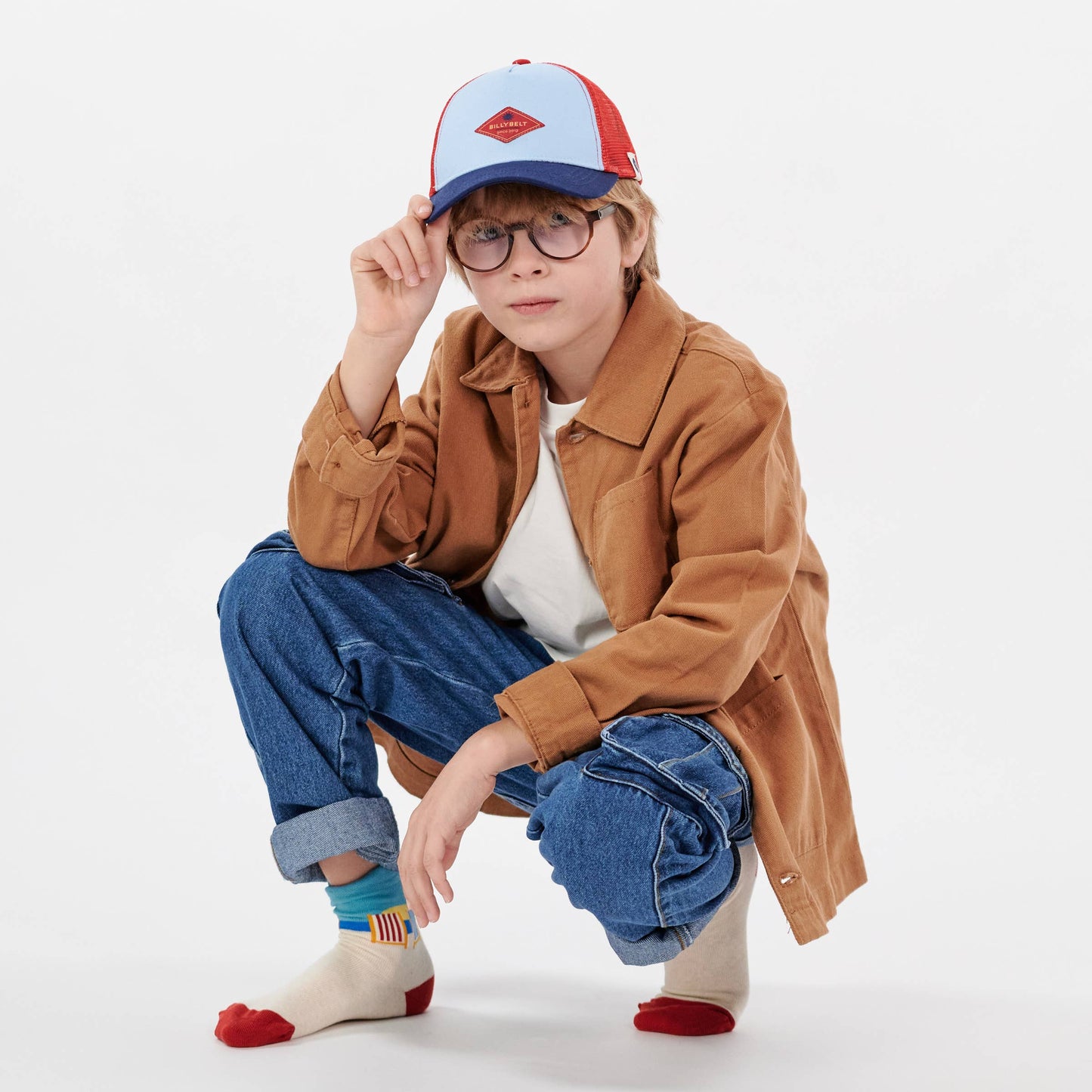 Kinder-Trucker-Cap aus Baumwolle - Blau und Rot