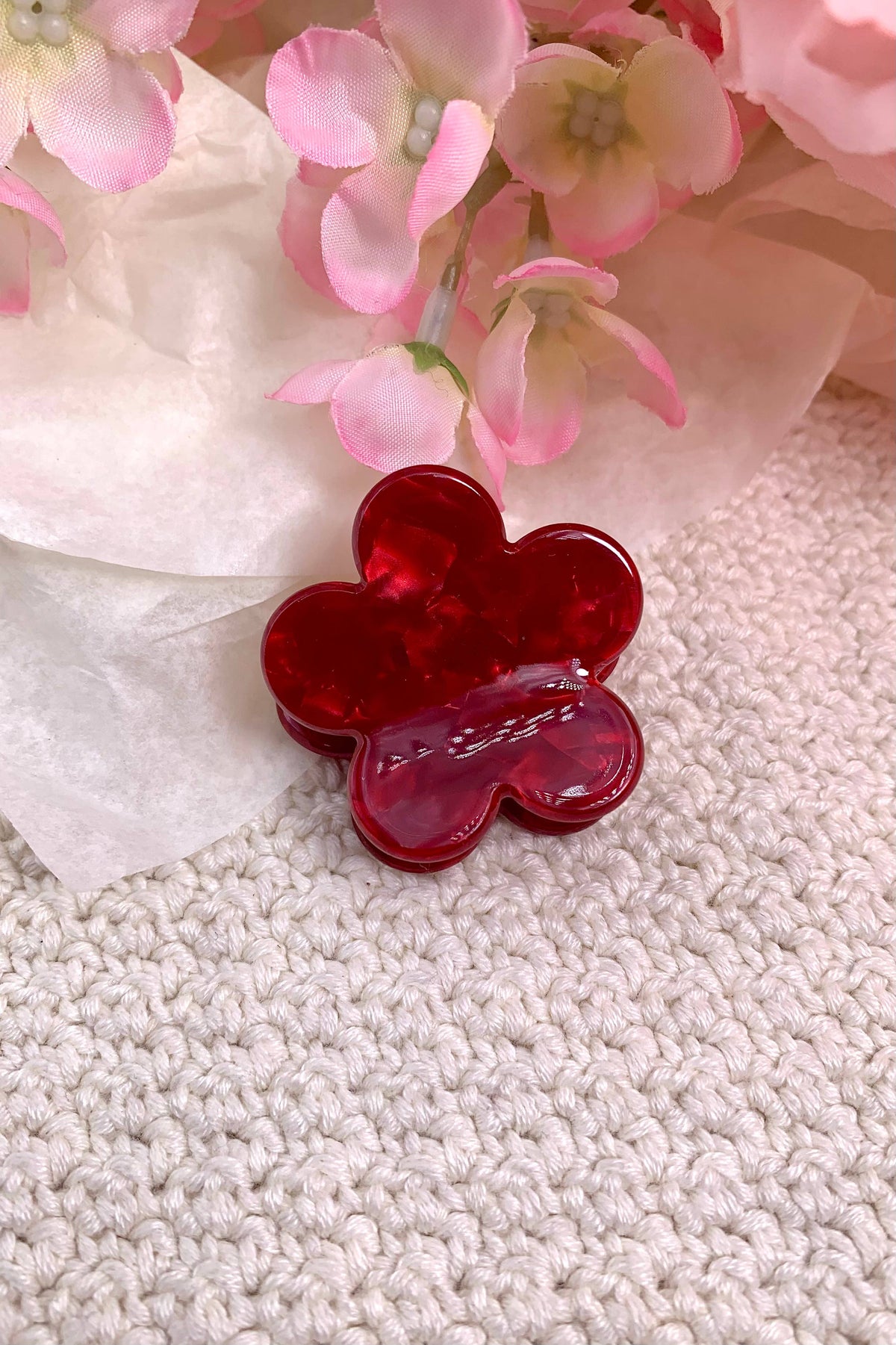 Mini-Haarclip in Blumenform, 4 cm, Modell YH50: Weiß / Synthetisch