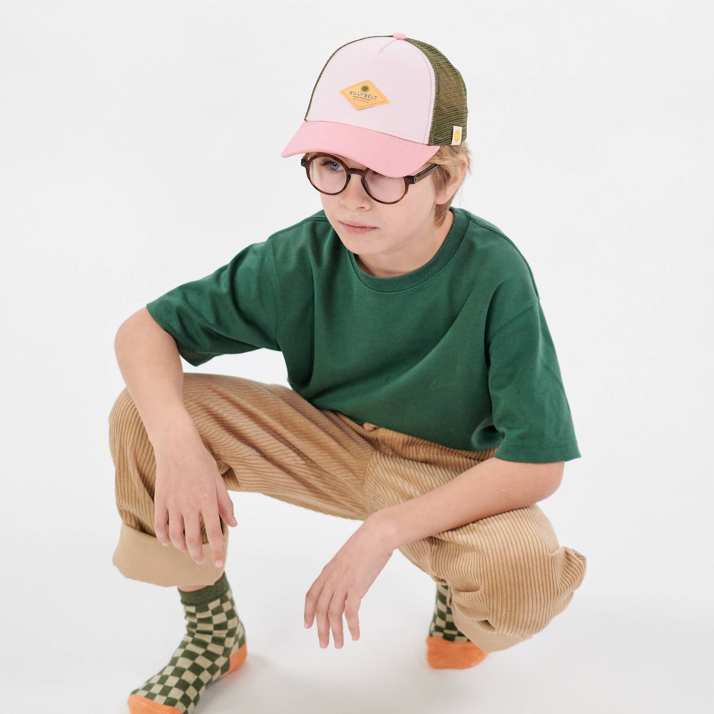 Kinder-Trucker-Cap aus Baumwolle - Rosa und Grün