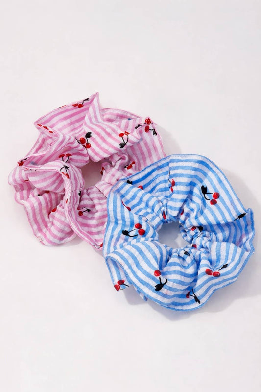 Gestreiftes Scrunchie mit Kirschmuster