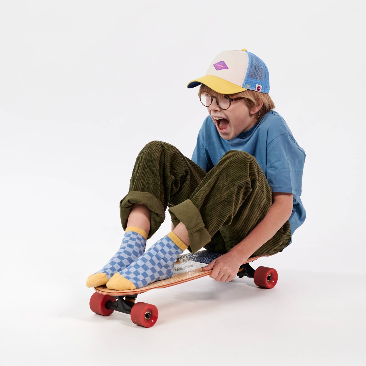 Kinder-Trucker-Cap aus Baumwolle - Ecru und Blau