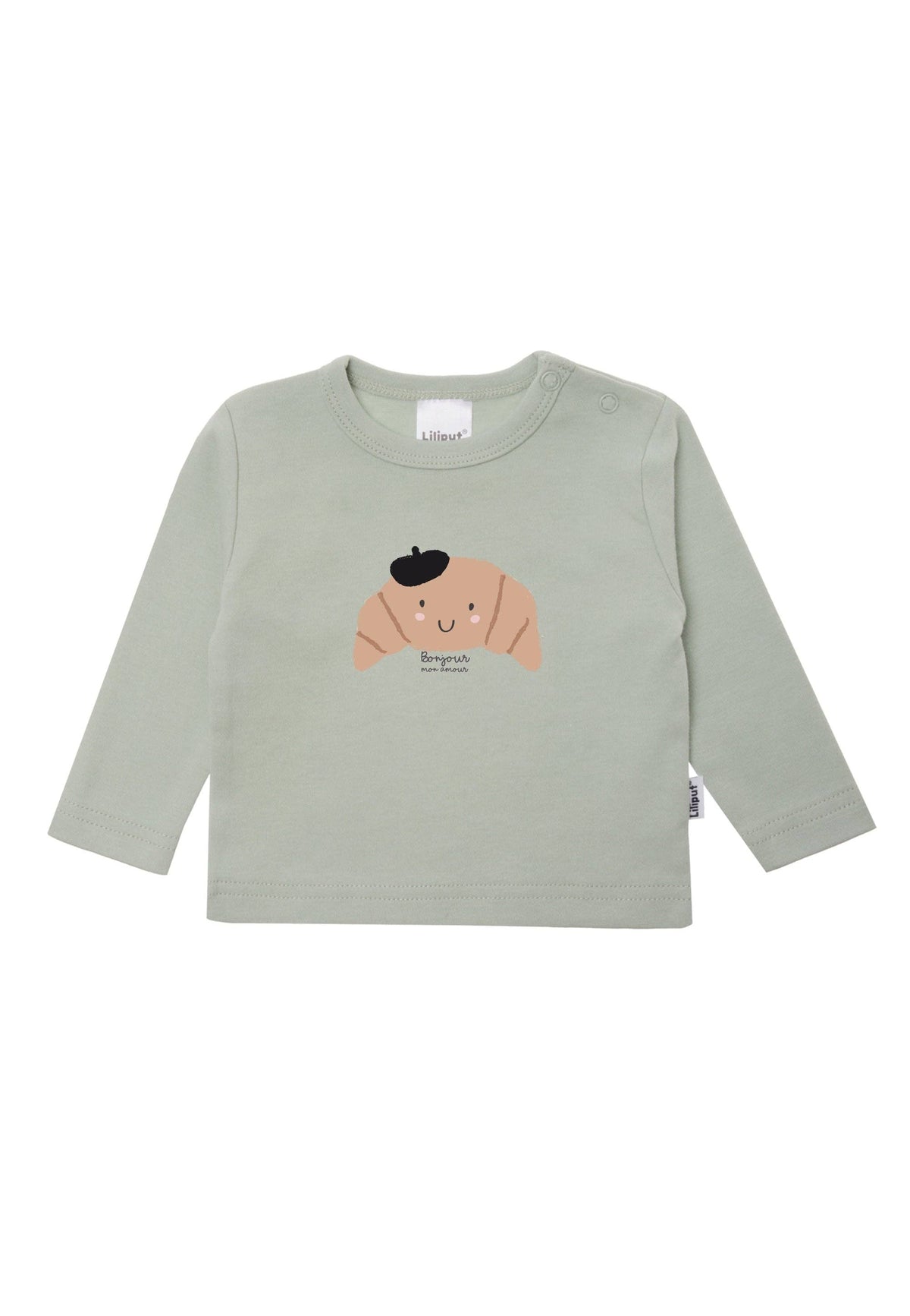Langarmshirt in schilf mit Print Croissant