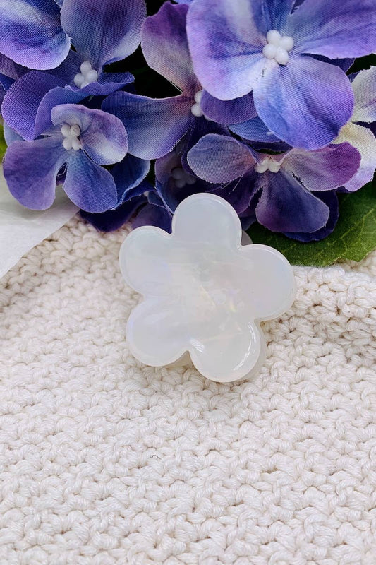 Mini-Haarclip in Blumenform, 4 cm, Modell YH50: Weiß / Synthetisch