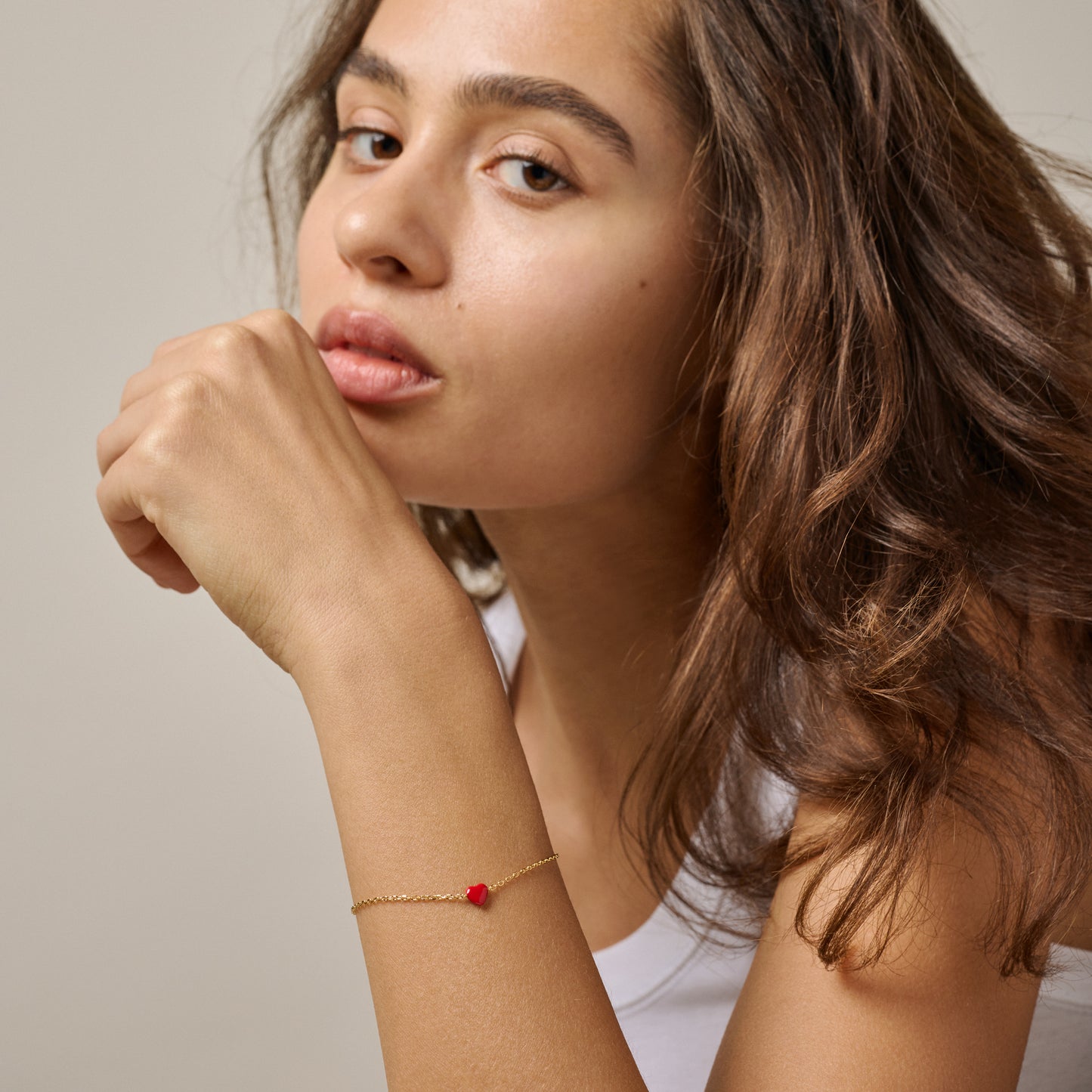 Enamel Armband Amore Red - Gold