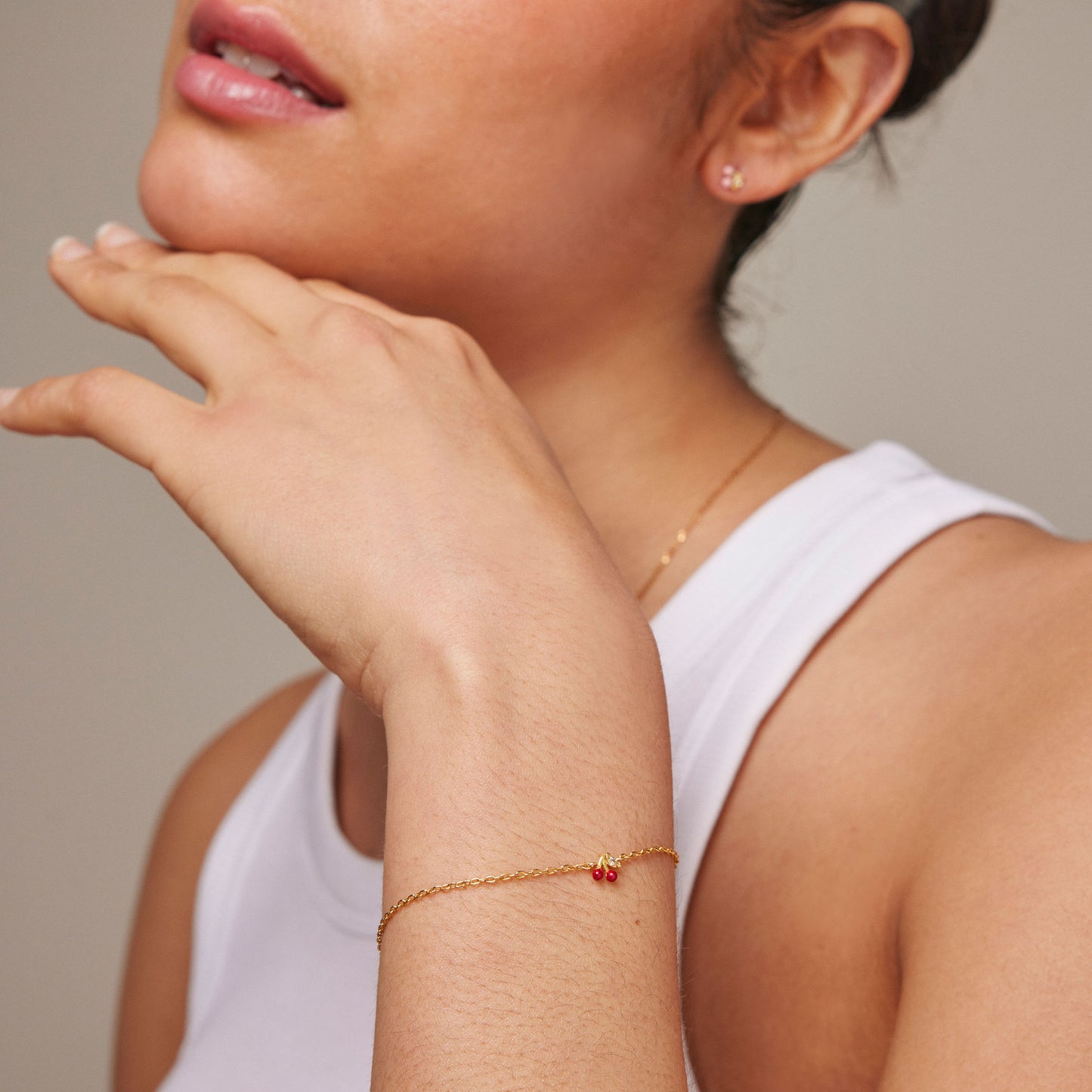 Enamel Armband Cherry - Gold