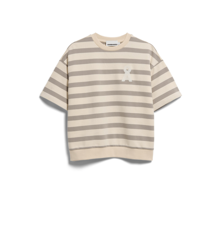 Armedangels Bamikaa Stripe Sweat - Undyed Seal Grey