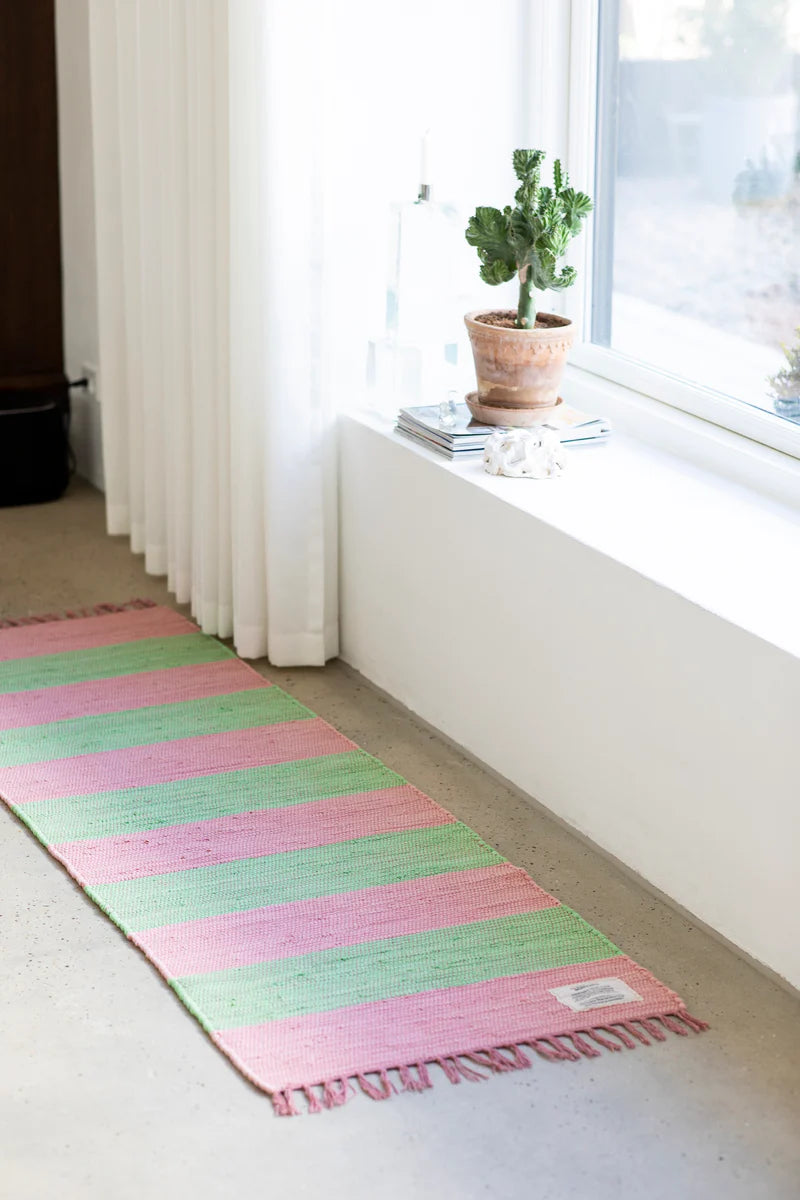 Bongusta Chindi Rug 60x90cm Bubble Gum & Bright Green