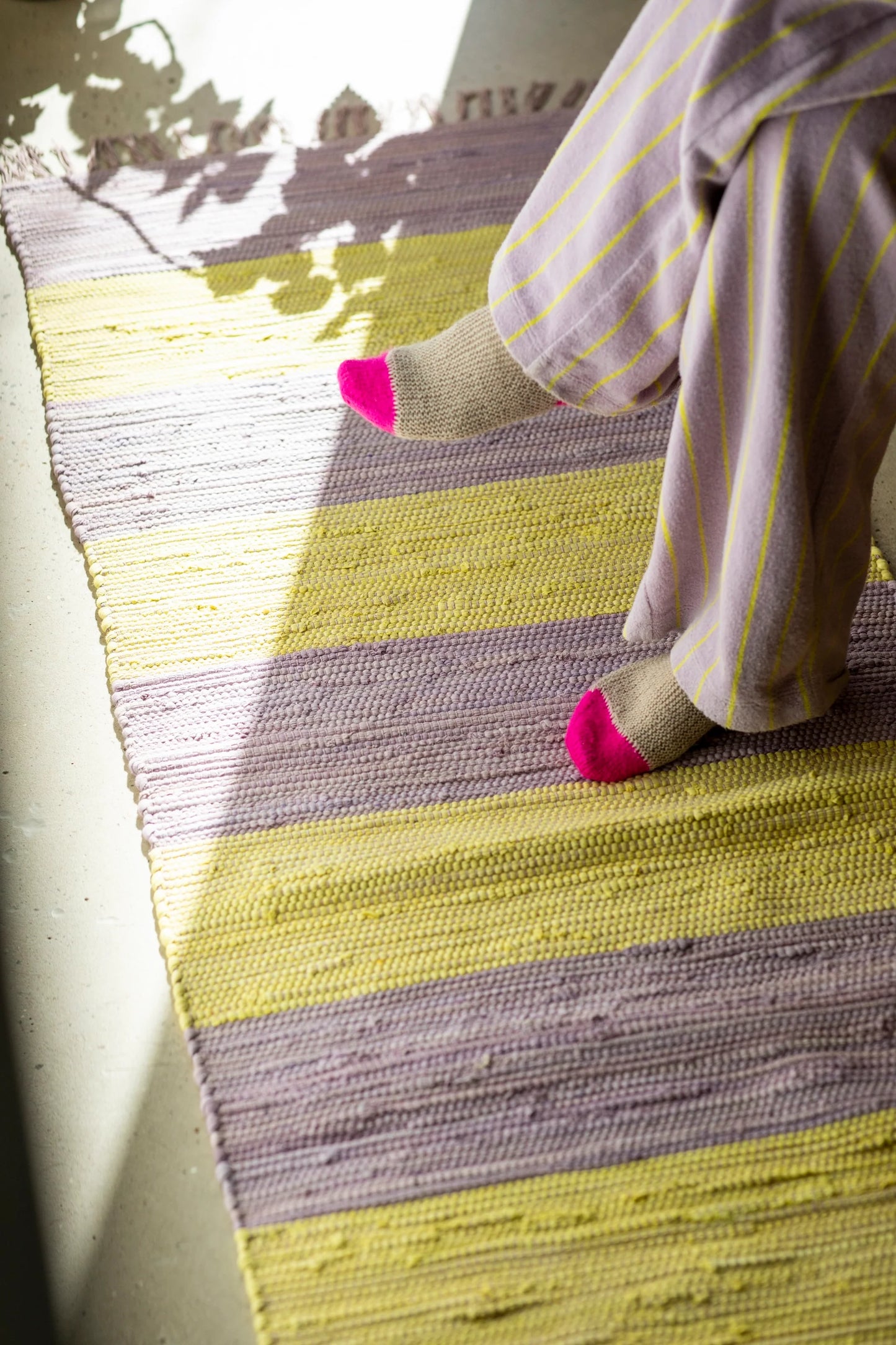 Bongusta Chindi Rug 60x90cm Lilac & Neon Yellow