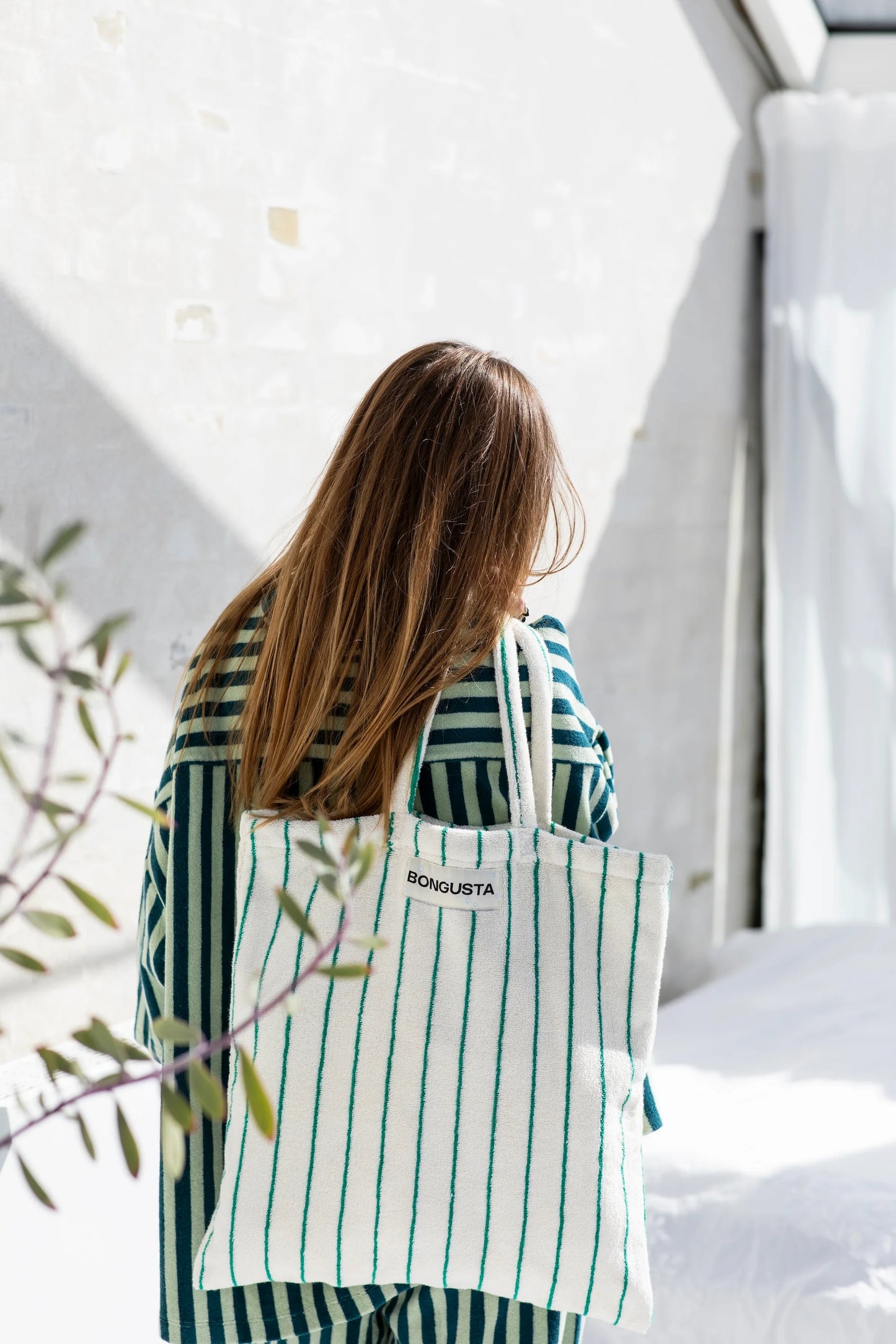 Bongusta Totebag Naram Pure White &amp; Grass