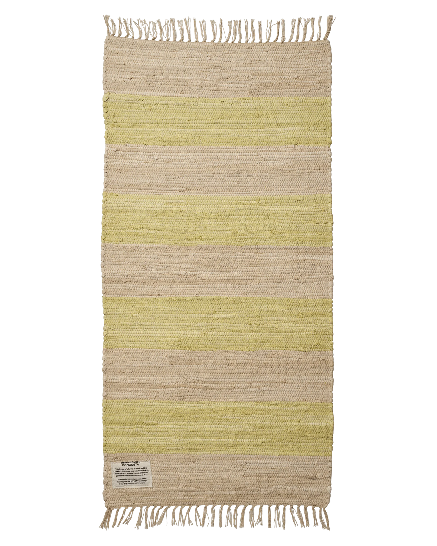 Bongusta Chindi Rug 60x120cm Neon Yellow & Creme