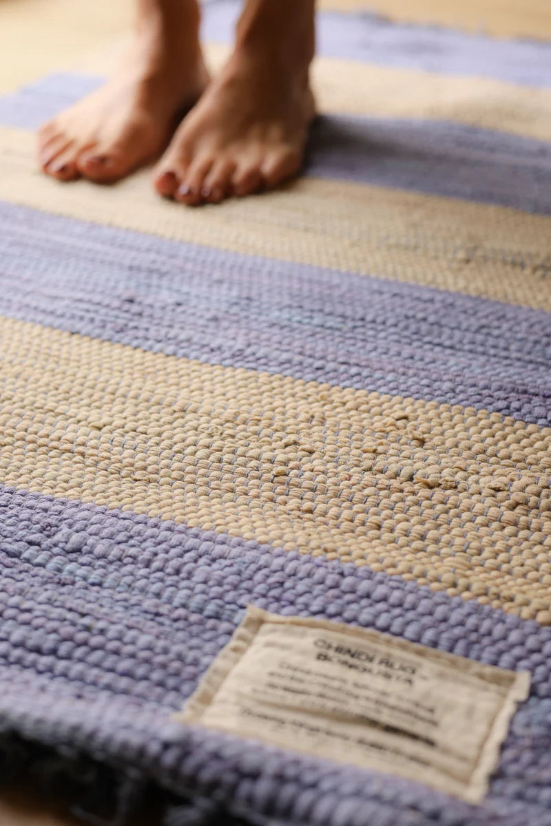Bongusta Chindi Rug 60x90cm Creme & Baby Lavender