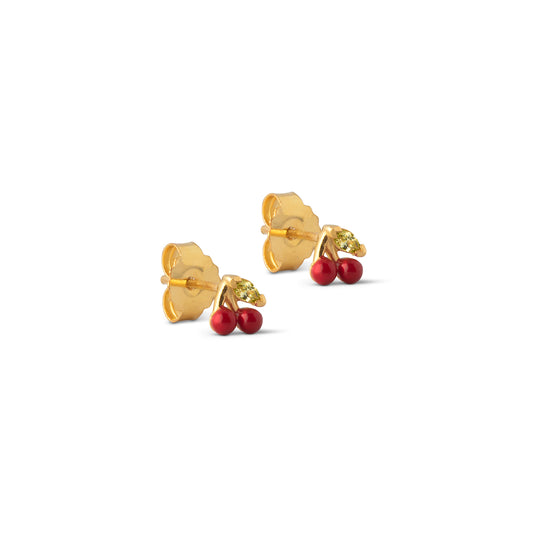 Enamel Ohrstecker Cherry - Gold