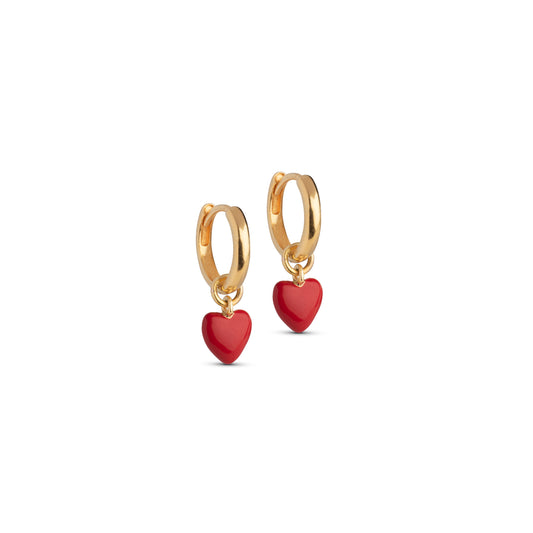 Enamel Ohrringe Amore Red - Gold