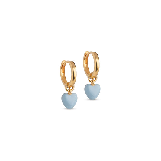 Enamel Ohrringe Amore Steel Blue - Gold