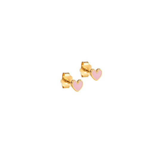 Enamel Ohrstecker Amore Pink - Gold