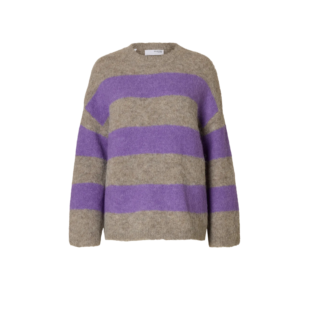 Selected Femme Gabella Pullover - Steal Grey / Purple