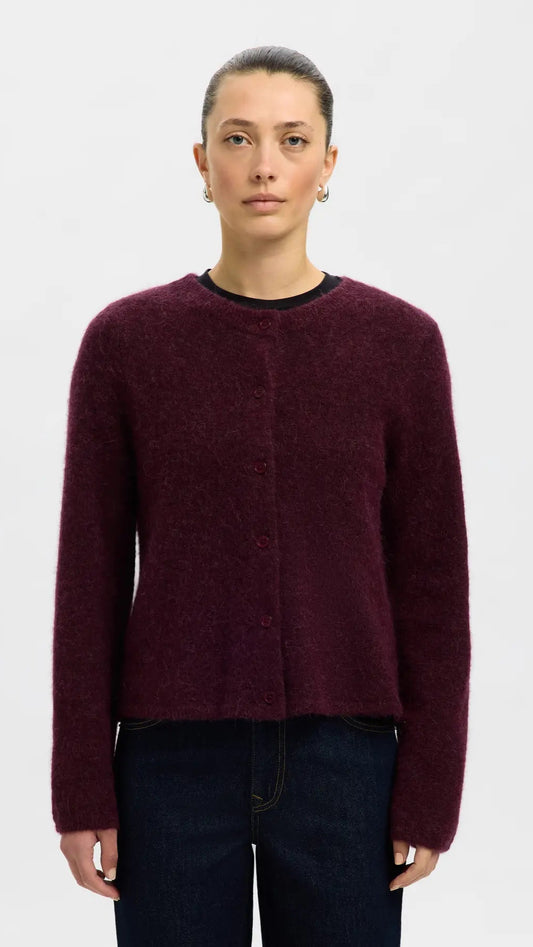 Selected Femme Lulu New Strickjacke - Fig Melange