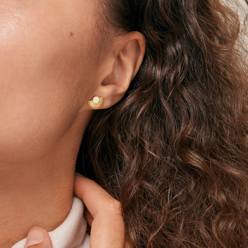 Enamel Ohrstecker Soleil Daisy - Gold