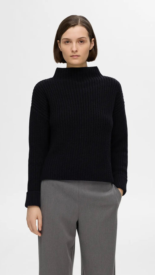 Selected Femme Selma Strickpullover - Black