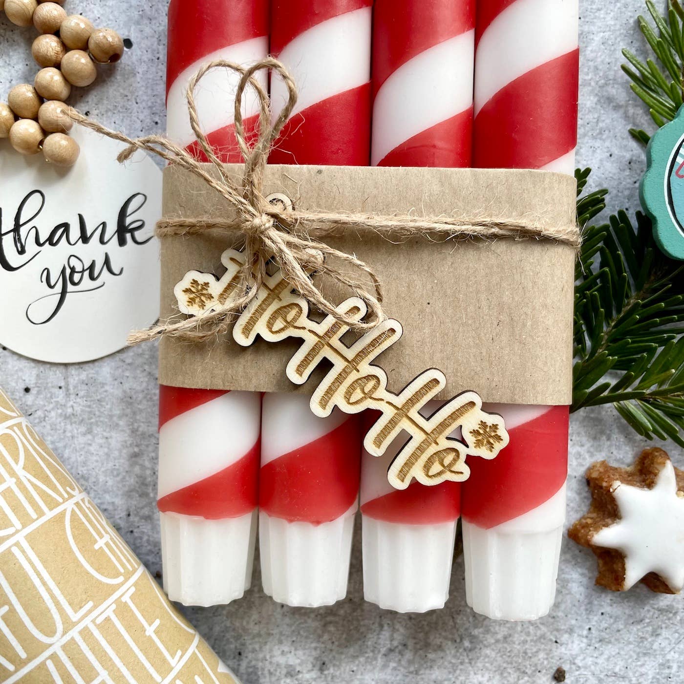 Dip Dye Kerzen Swirl - Zuckerstange Weihnachten rot